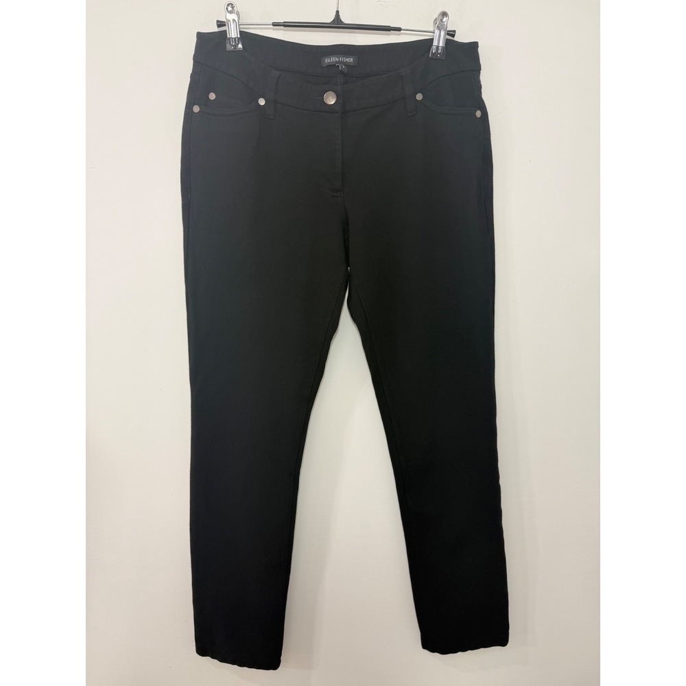 Eileen Fisher Womens Black Italian Fabric Slim Stretch Pants Size 8 RN 78121
